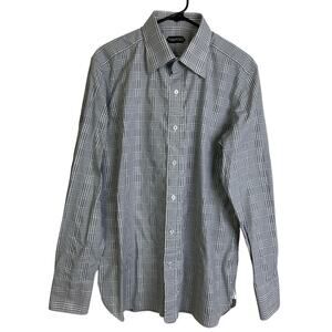 Tom Ford Dress Shirt Mens 42 16.5 Gray Long Sleeve Button Up Check Houndstooth *
